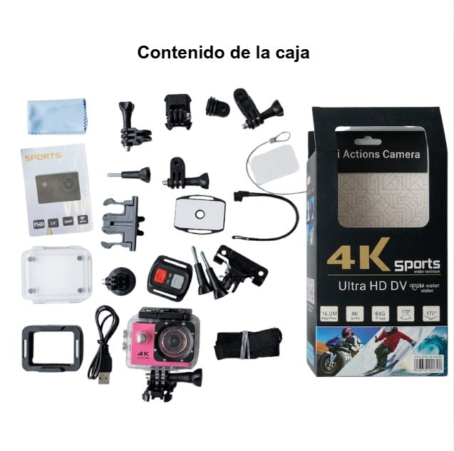 Cámara Deportiva 4K Tipo GoPro Impermeable